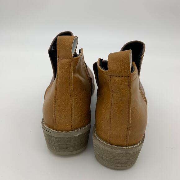 Ankle Boots Womens Size 8.5 Khaki & Brown Matte-Contrast Side Slit Block Heel - Picture 3 of 9